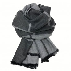 Check Reversible Blanket Scarf Charcoal/Grey
